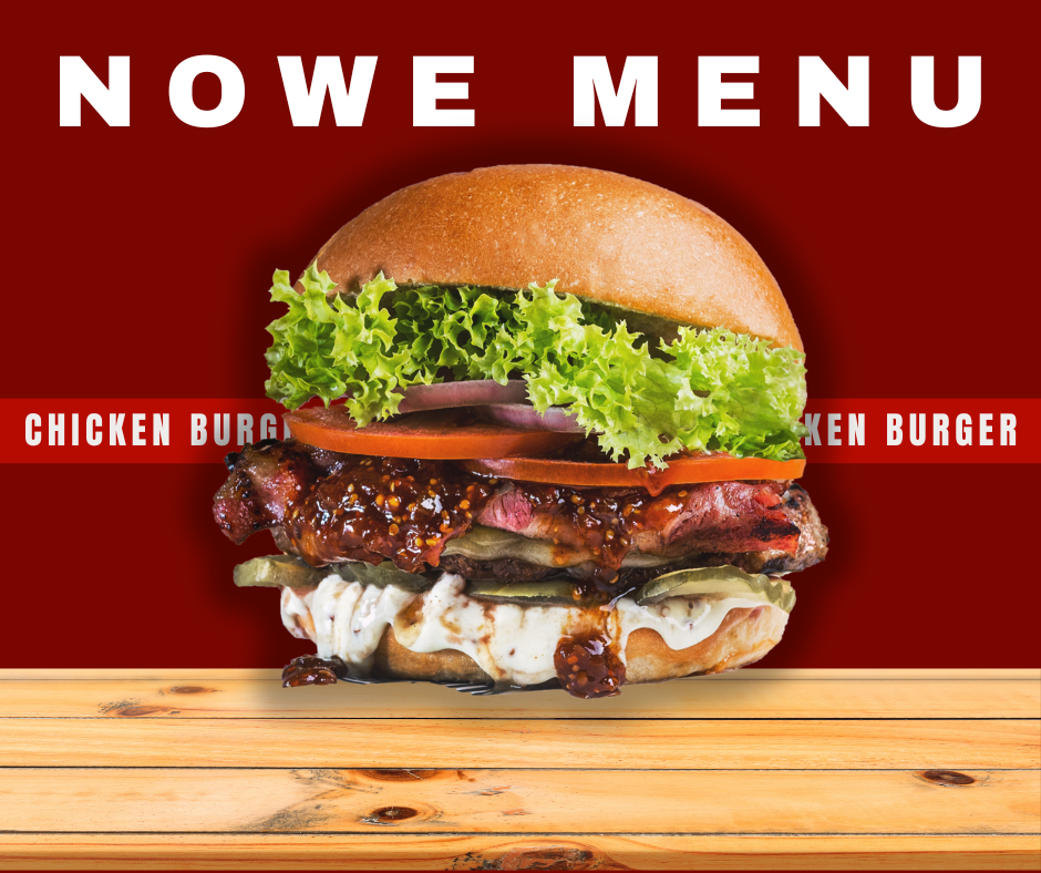 Red White and Brown Modern Chicken Burger Facebook Post 1